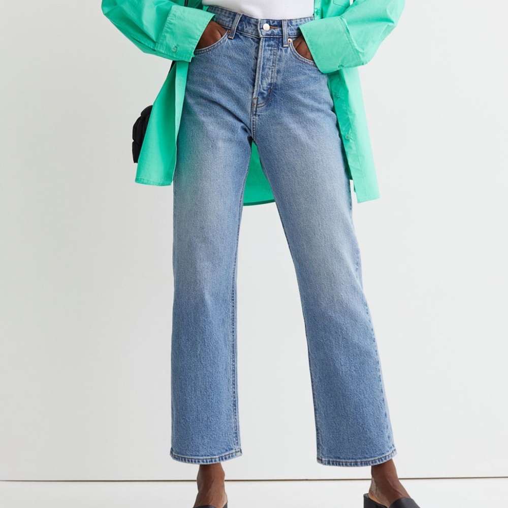 H&M Ankle-length High Waist Straight Leg Jeans